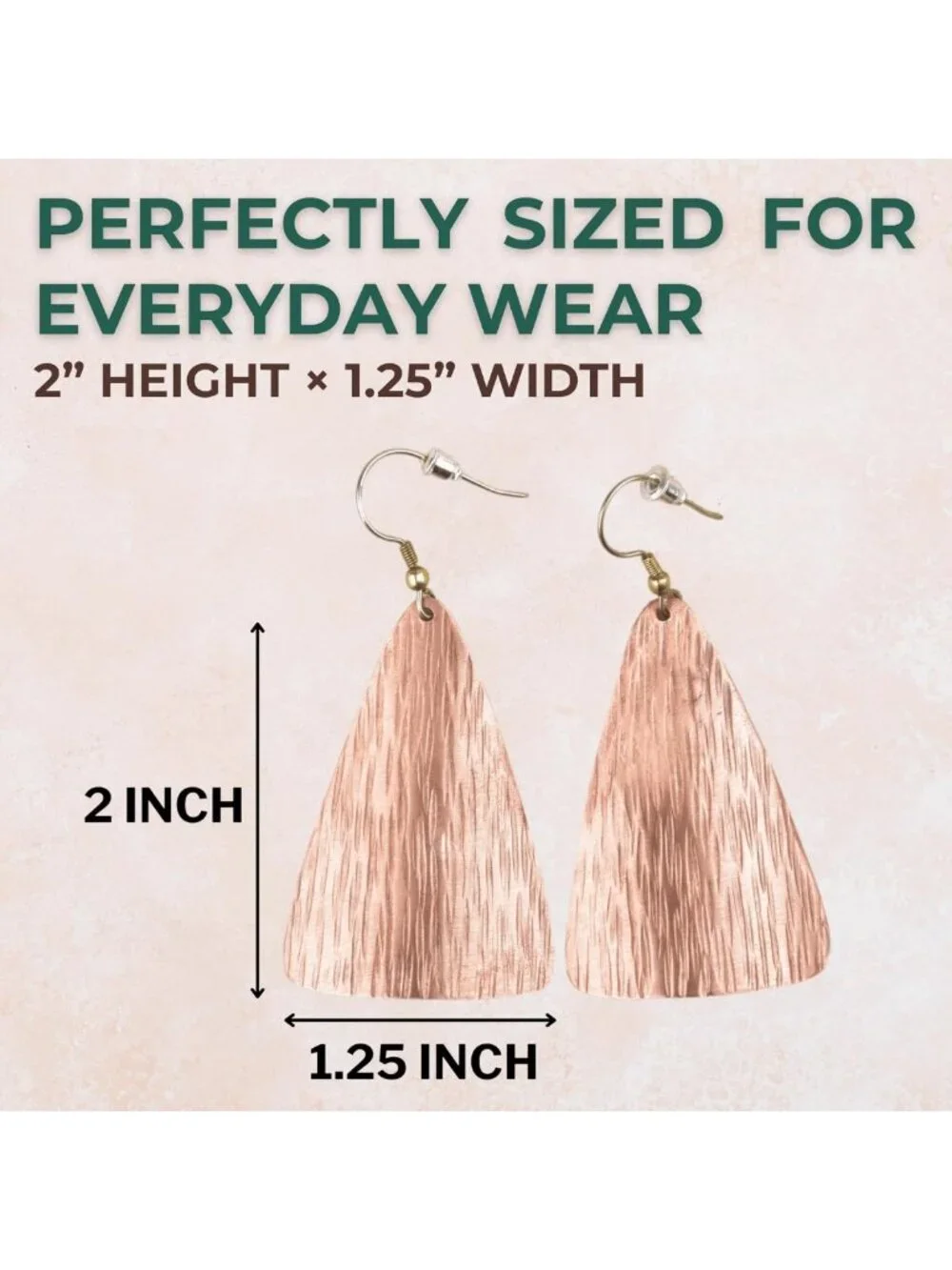 Rustic Hammered Copper Teardrop Dangle Earrings - Bohemian Vintage Style Jewelry